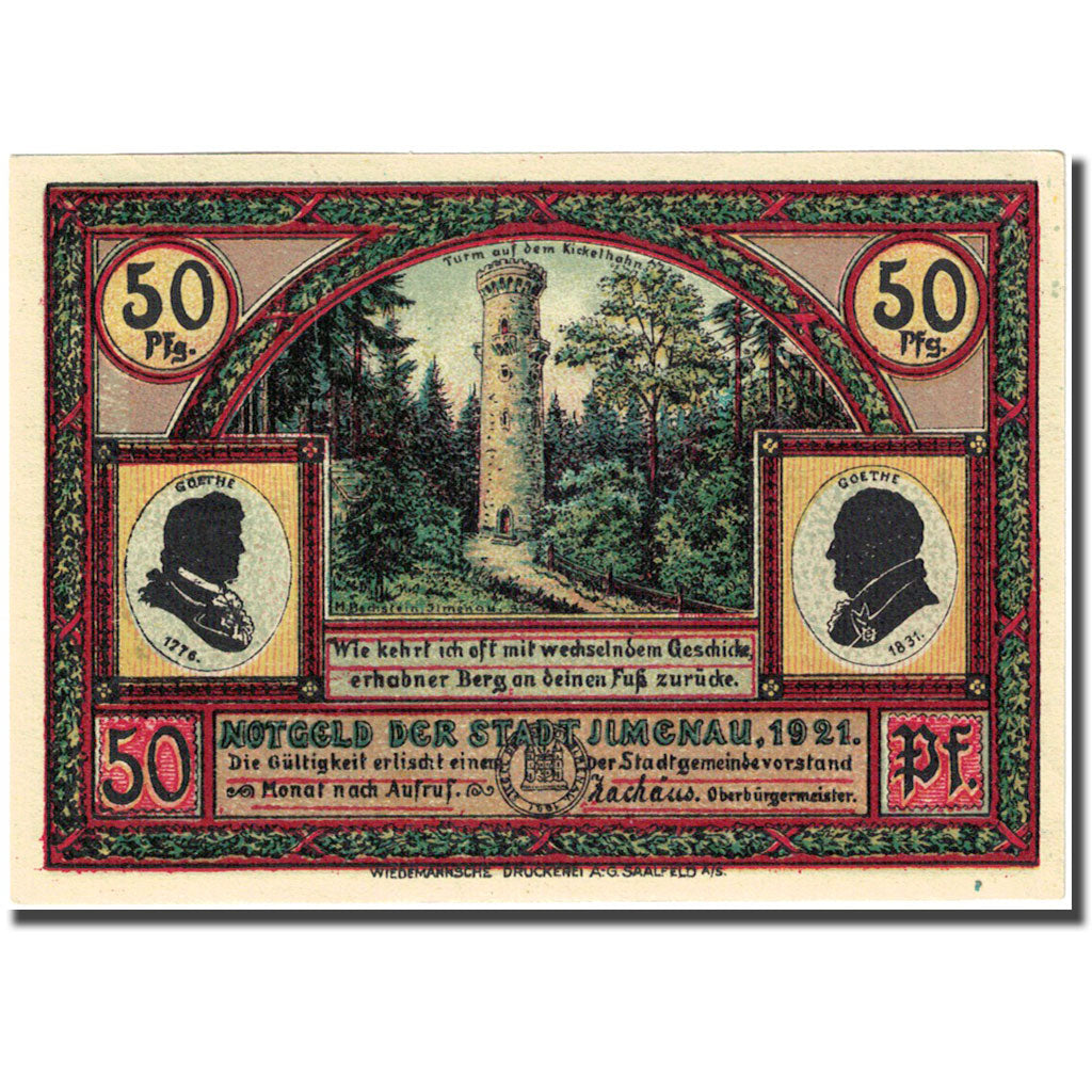 Banknote, Germany, ilmenau, 50 Pfennig, montagne 1, 1921, UNC(63), Mehl:643.4