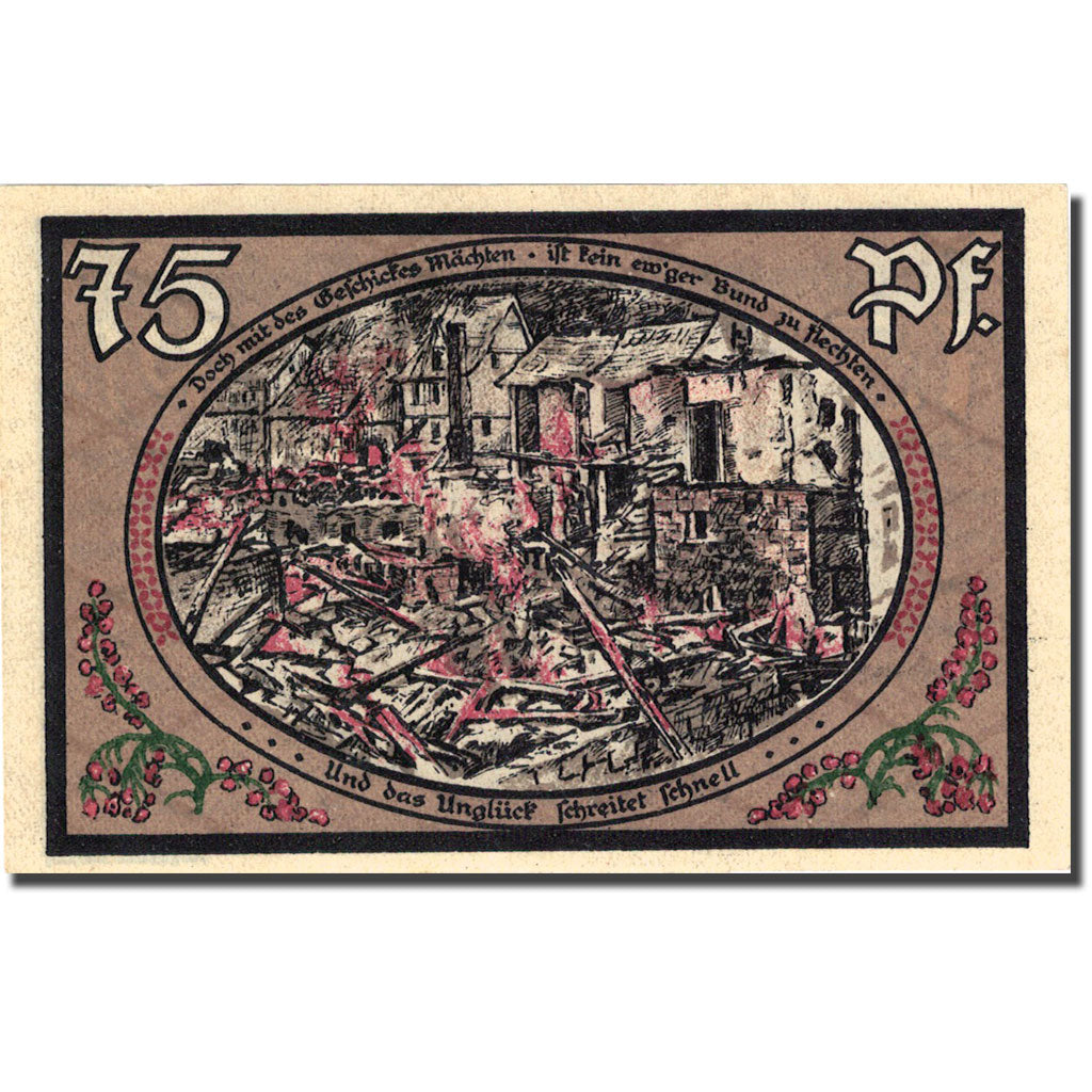 Banknote, Germany, Wasungen, 75 Pfennig, Incendie 1921-10-01 UNC(63) Mehl 1384.1
