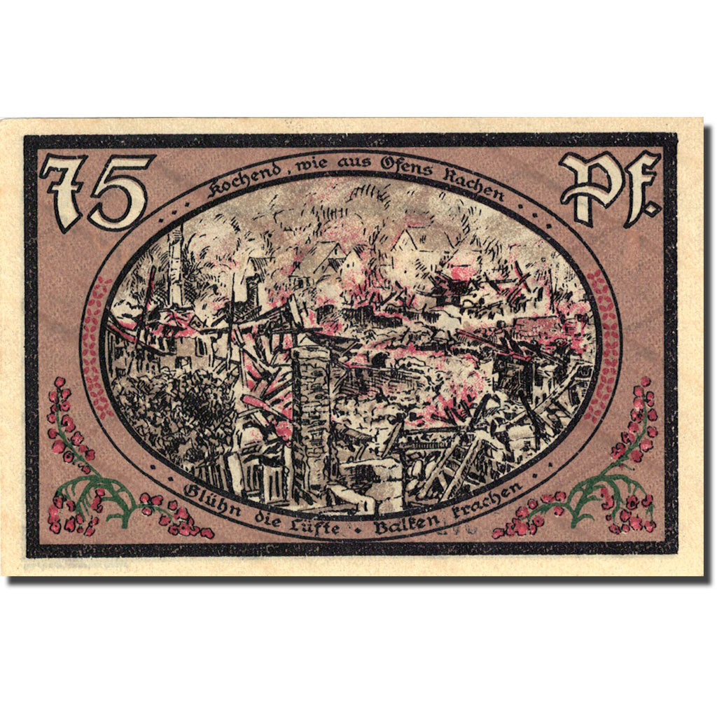 Banknote Germany Wasungen 75 Pfennig, Incendie 1, 1921-10-01 UNC(63) Mehl 1384.1