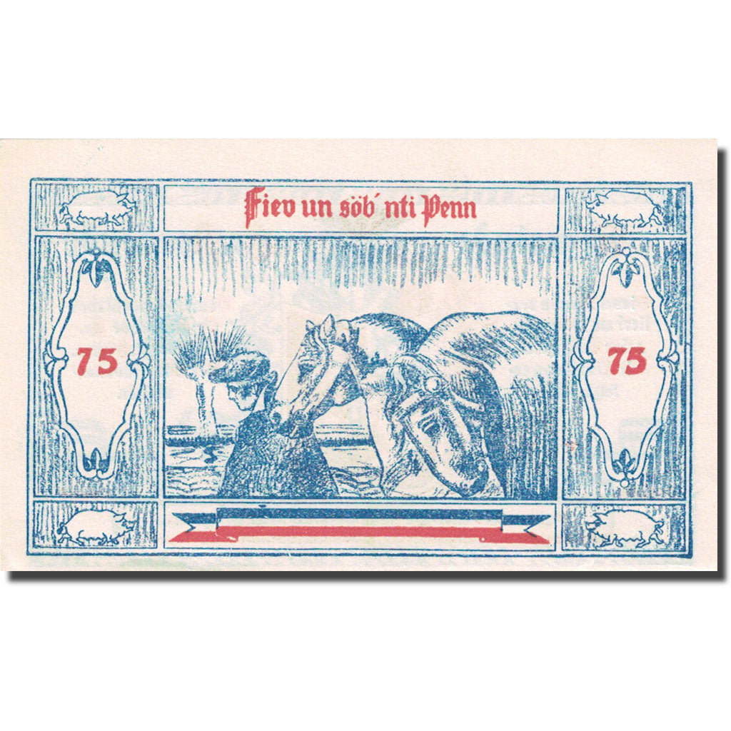 Billet, Allemagne, Gross Nordende 75 Pfennig animaux 1, 1921 SPL Mehl 484.1a