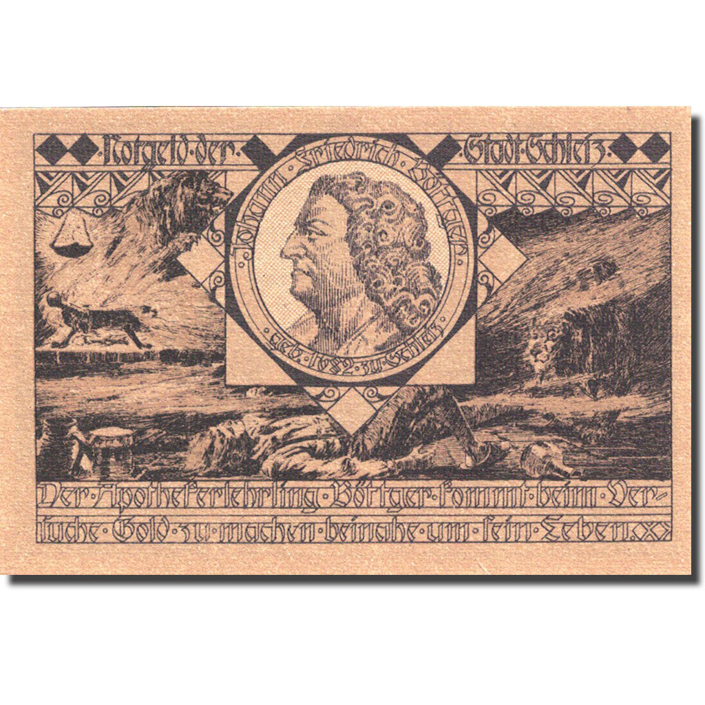 Banknote, Germany, Schleiz, 50 Pfennig, personnage 1, 1921 UNC(63) Mehl 1180.1