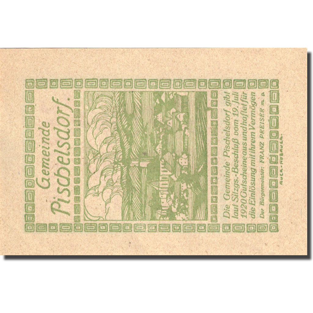 Banknote, Austria, Pischelsdorf, 20 Heller, personnage 2, 1920-07-19 UNC (63)
