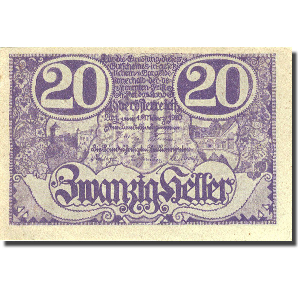 Banknote, Austria, Vienne, 20 Heller, valeur faciale 1, 1920 purple UNC (63)
