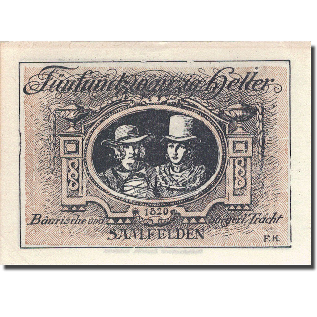 Banknote, Austria, Saalfelden, 25 Heller, personnage 2, 1920 brown UNC(63)