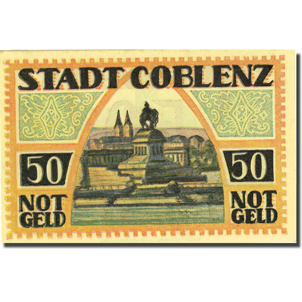 Banknote, Germany, Coblenz, 50 Pfennig, Eglise 1, 1921, UNC(63) Mehl 233.1