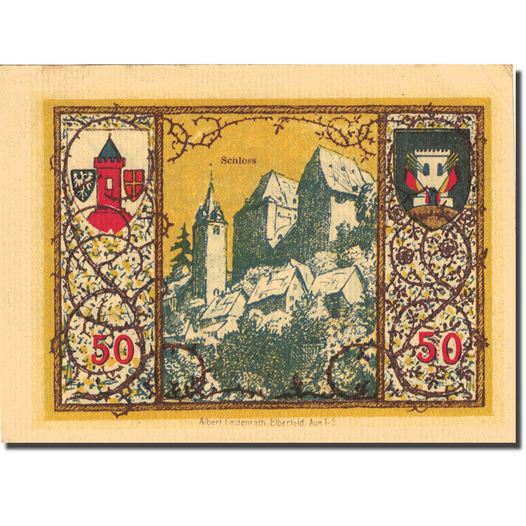 Banknote, Germany, Westerburg, 50 Pfennig, château, 1920 AU(55-58) Mehl 1412.2