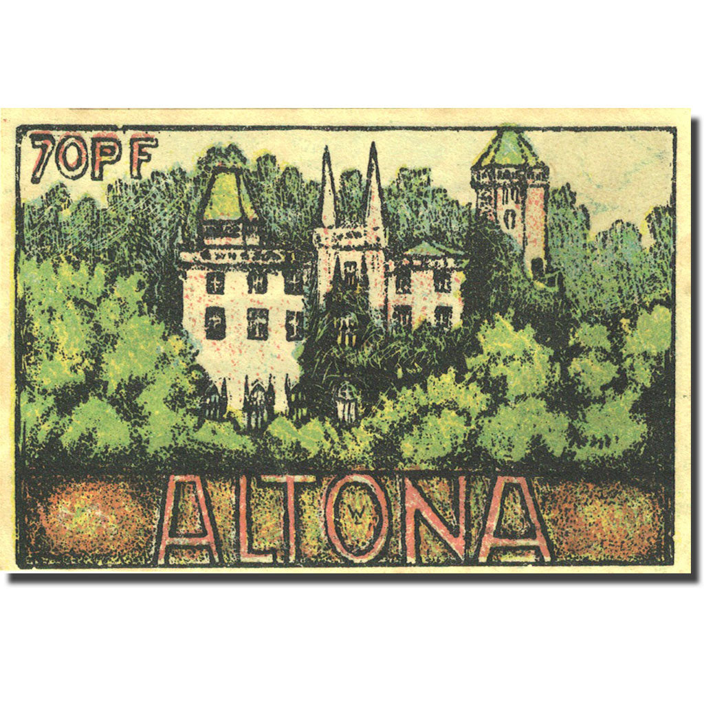 Banknote, Germany, Altona, 70 Pfennig, château 3, 1921, UNC(63) Mehl 30.3a