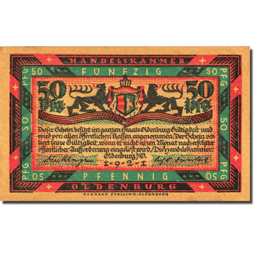Banknote, Germany, Oldenburg, 50 Pfennig, cheval, 1921, UNC(63), Mehl:1017.1b