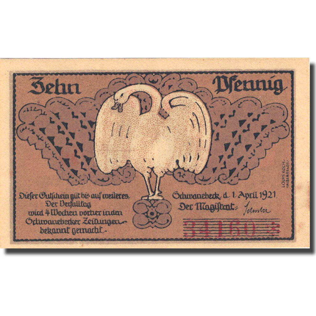 Geldschein, Deutschland, Ochwanebeck, 10 Pfennig, Eglise, 1921 UNZ- Mehl 1206.1