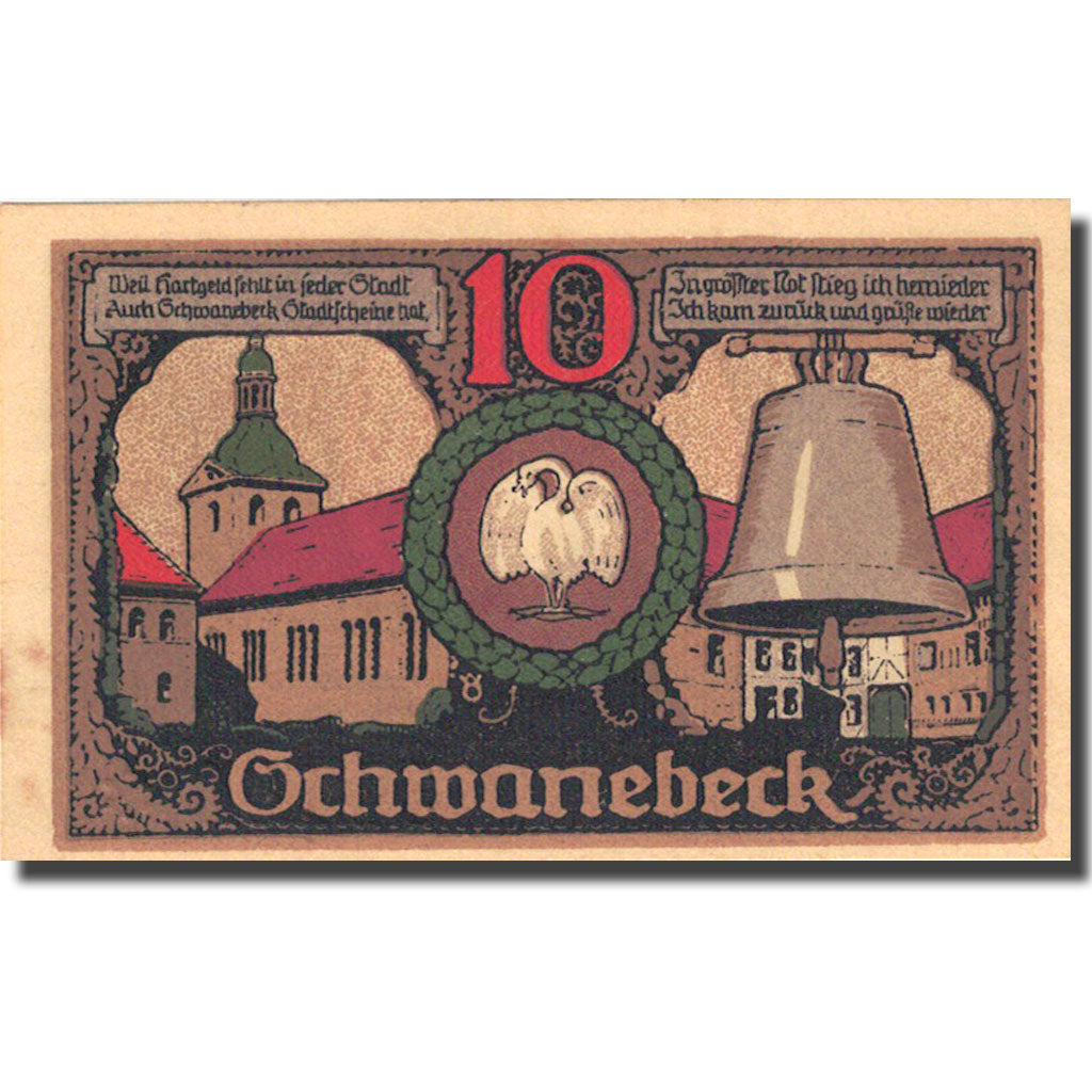 Geldschein, Deutschland, Ochwanebeck, 10 Pfennig, Eglise, 1921 UNZ- Mehl 1206.1