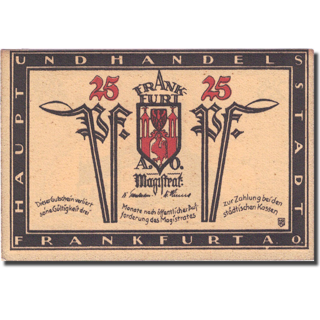 Banknote, Germany, Frankfurt, 25 Pfennig, Eglise, 1922, UNC(63), Mehl:377.1