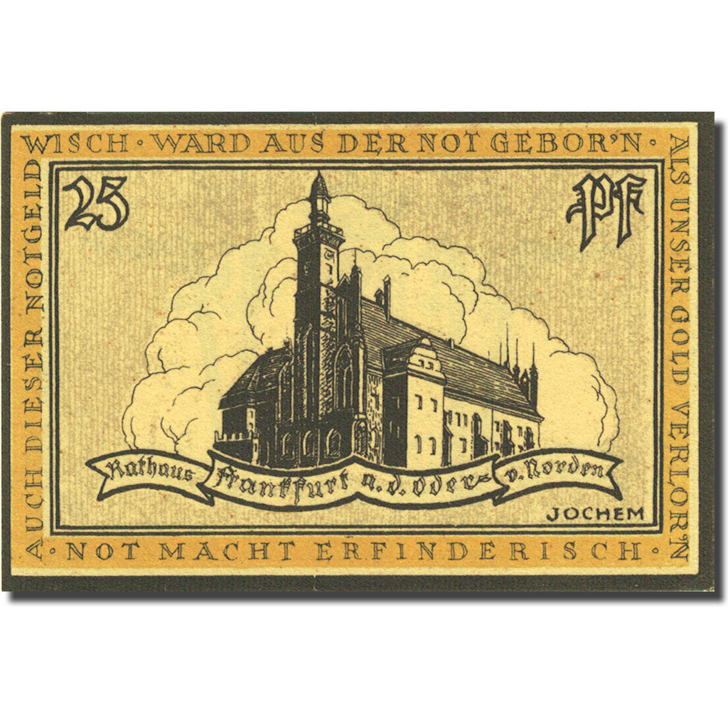 Banknote, Germany, Frankfurt, 25 Pfennig, Eglise, 1922, UNC(63), Mehl:377.1