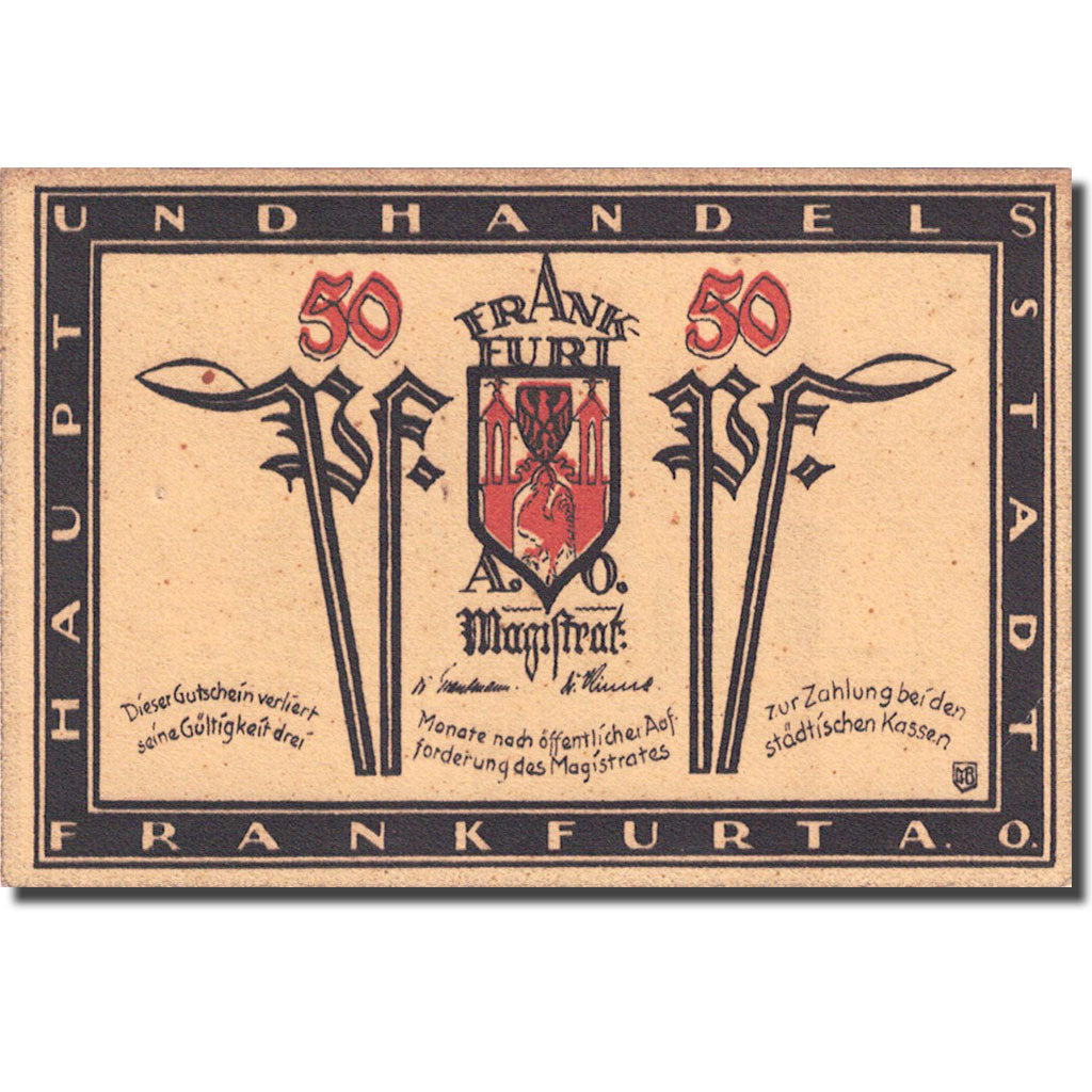 Banknote, Germany, Frankfurt, 50 Pfennig, Eglise 1, 1922, UNC(63), Mehl:377.1