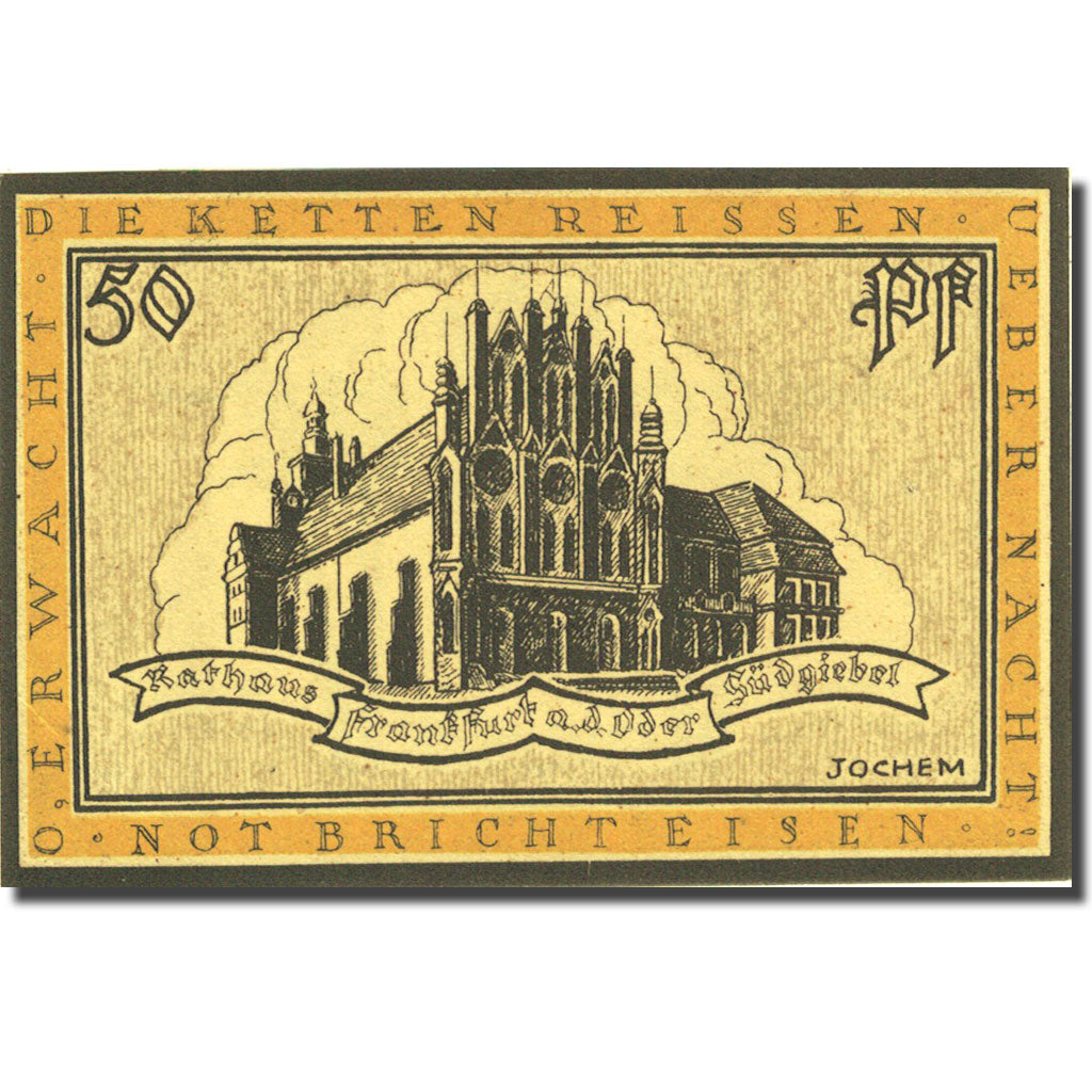 Banknote, Germany, Frankfurt, 50 Pfennig, Eglise 1, 1922, UNC(63), Mehl:377.1