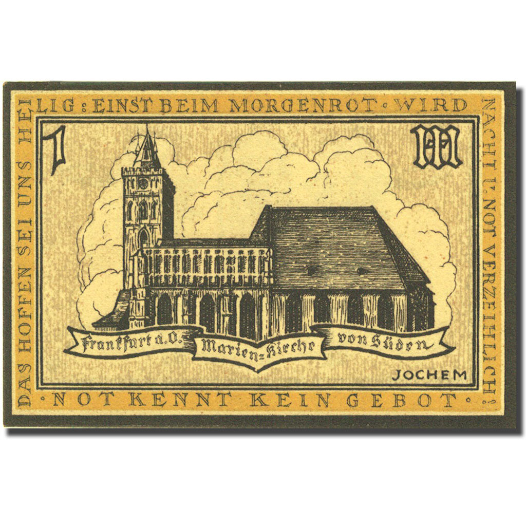 Banknote, Germany, Frankfurt, 1 Mark, eglise 2, 1922, UNC(63), Mehl:377.1