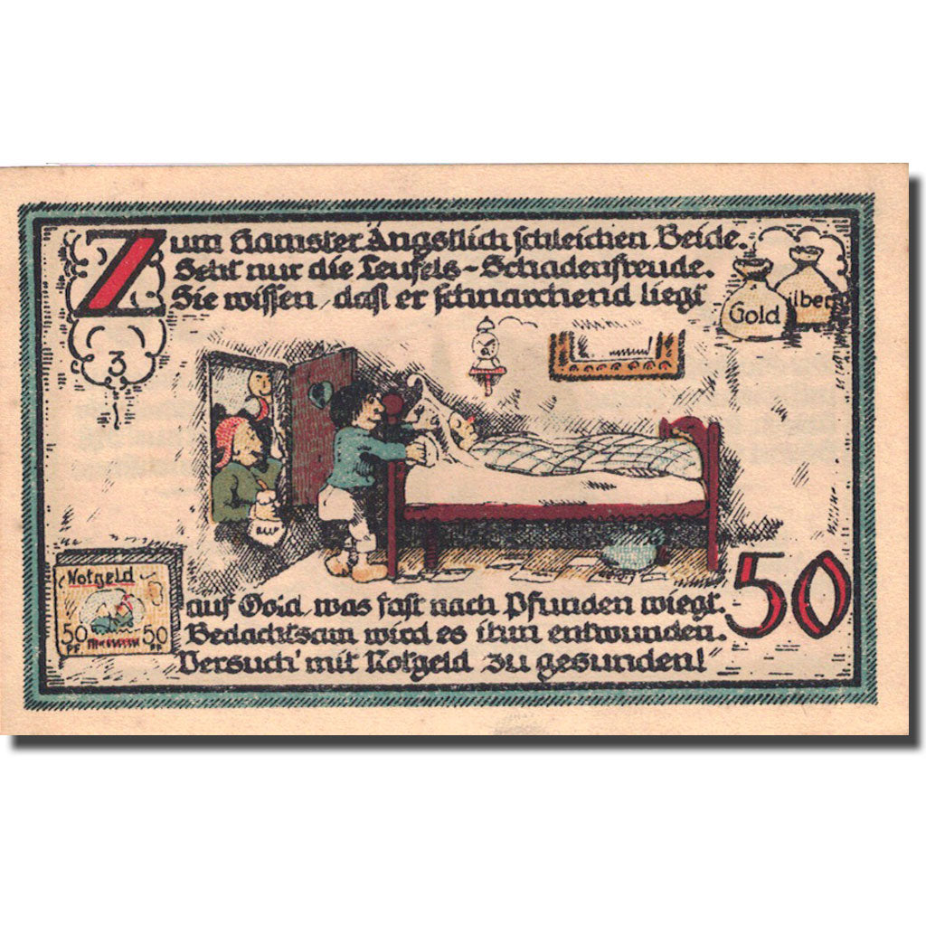 Banconote, Germania, Gatersleben, 50 Pfennig, personnage 1, 1921 SPL Mehl 409.1