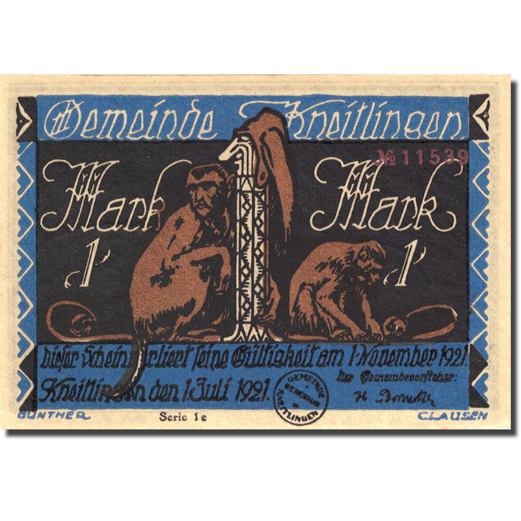 Banknote, Germany, Kneitlingen, 1 Mark, personnage, 1922, UNC(63), Mehl:710.1a