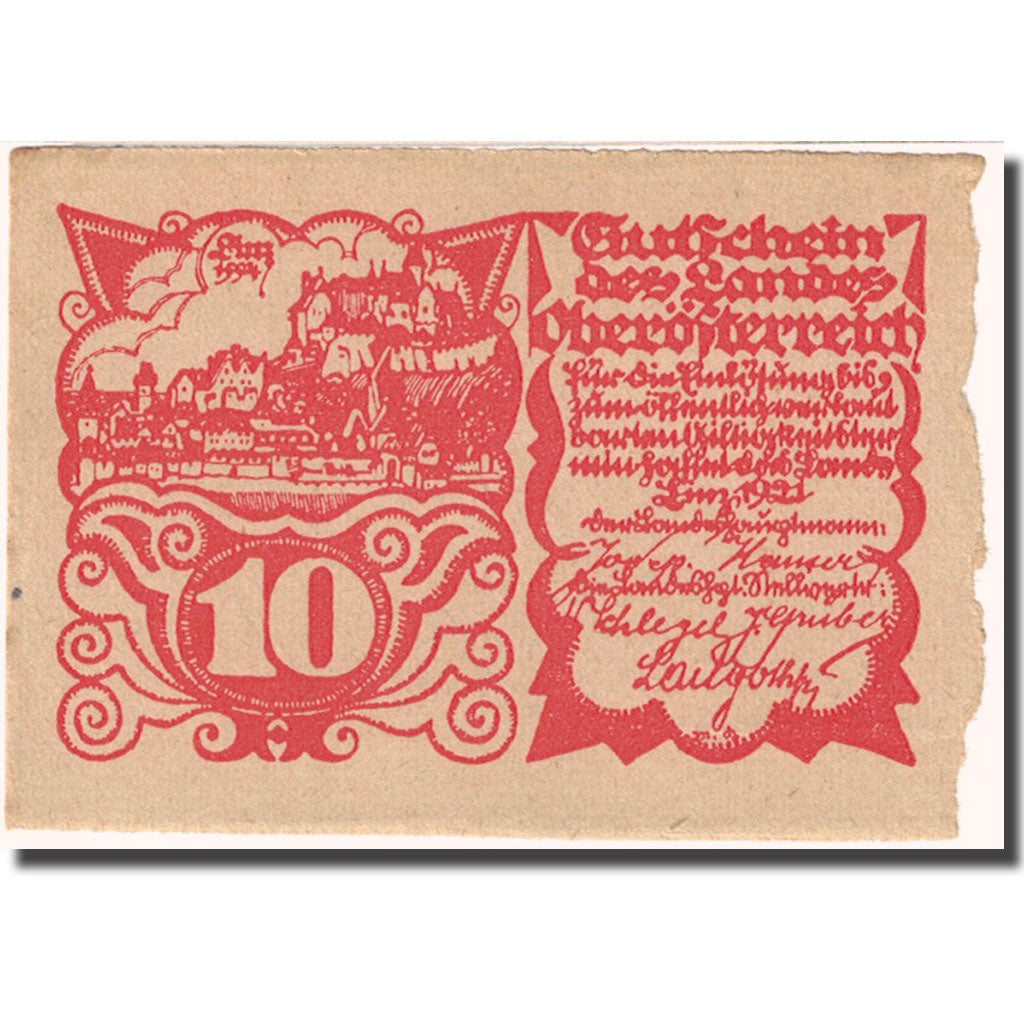 Banknote, Austria, Linz, 10 Heller, château, 1921, EF(40-45)
