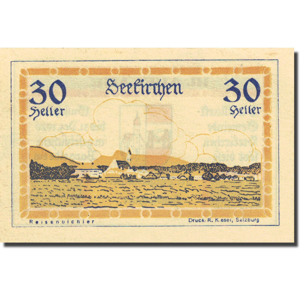 Banknote, Austria, Seekirchen, 30 Heller, village, 1920-12-31, yellow, UNC(63)