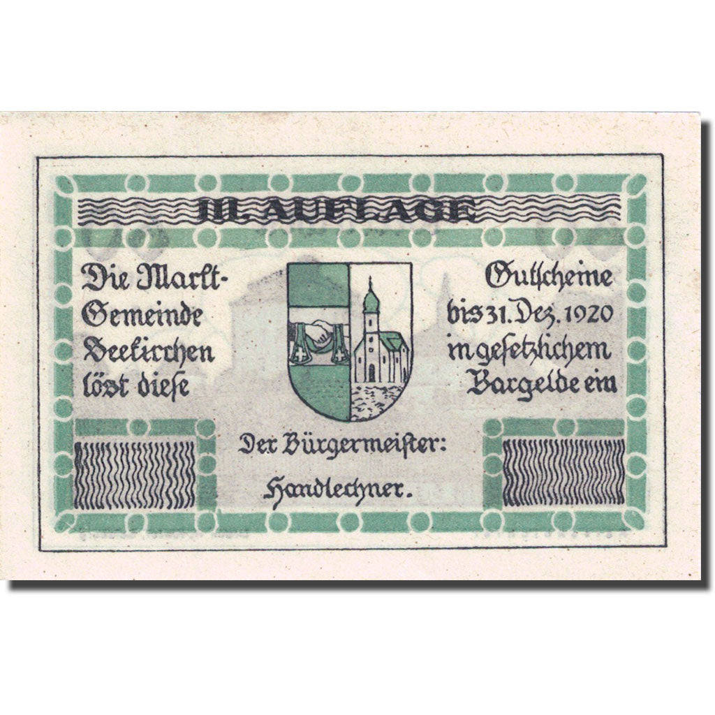 Banknote, Austria, Seekirchen, 60 Heller, château 1920, 1920-12-31 green UNC(63)