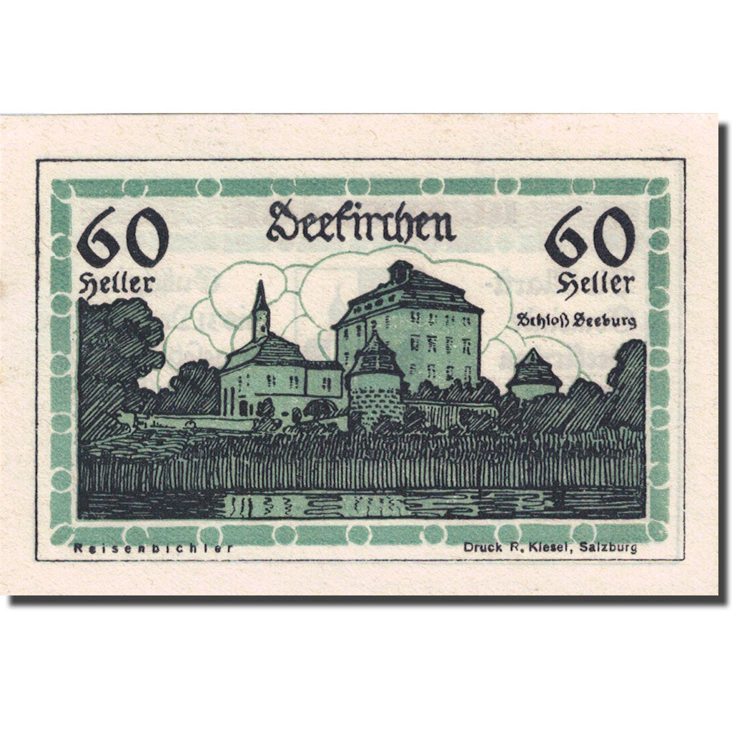 Banknote, Austria, Seekirchen, 60 Heller, château 1920, 1920-12-31 green UNC(63)