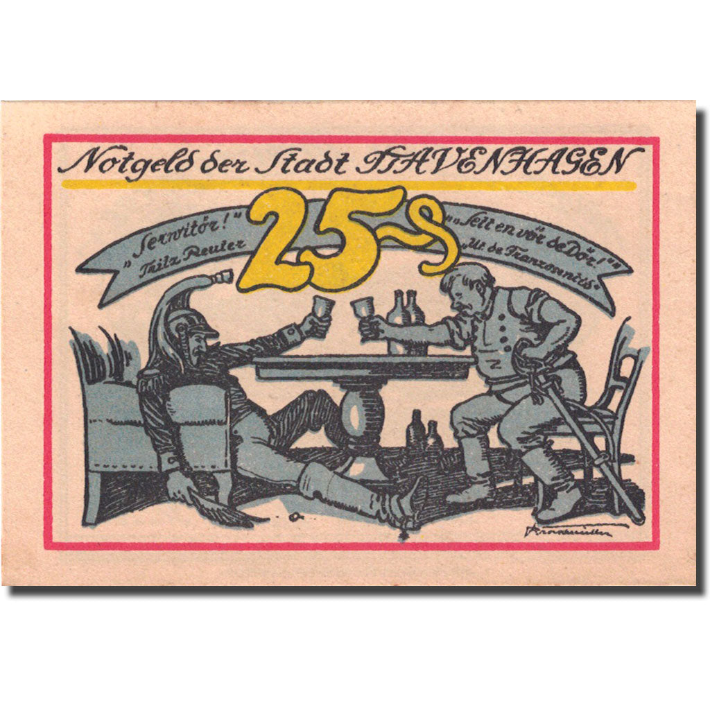 Banknote, Germany, Stavenhagen, 25 Pfennig personnage 1921, UNC(63) Mehl 1257.1b