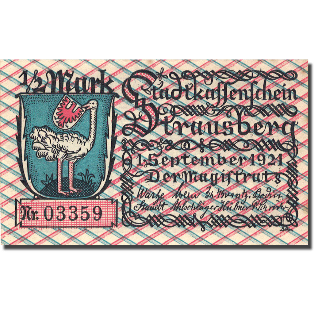 Banknote, Germany Strausberg 1/2 Mark, personnage 1921-09-01 UNC(63) Mehl 1281.1