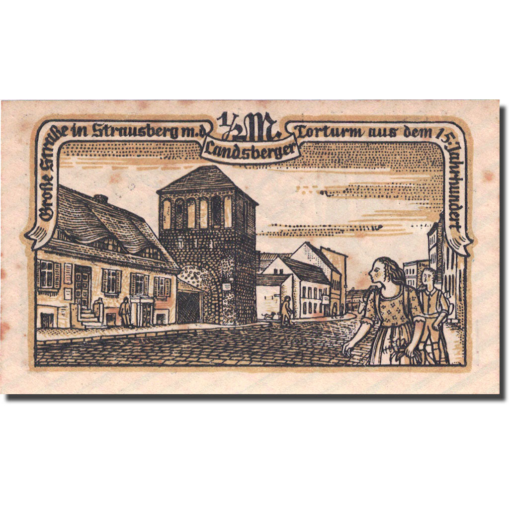 Geldschein, Deutschland, Strausberg, 1/2 Mark rue 1921-09-01, UNZ-Mehl 1281.1