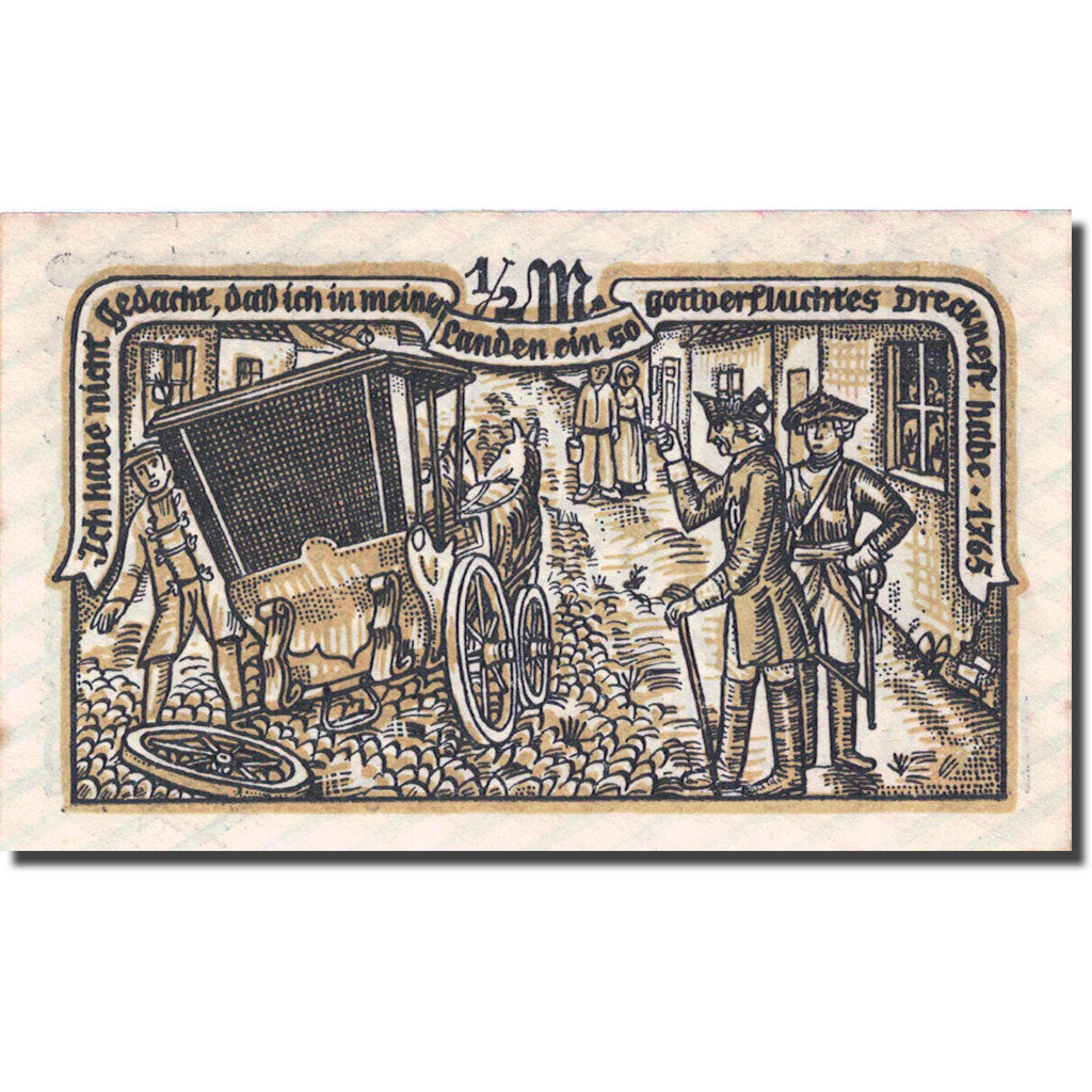Geldschein, Deutschland, Strausberg 1/2 Mark personnage 1, 1921 UNZ- Mehl 1281.1