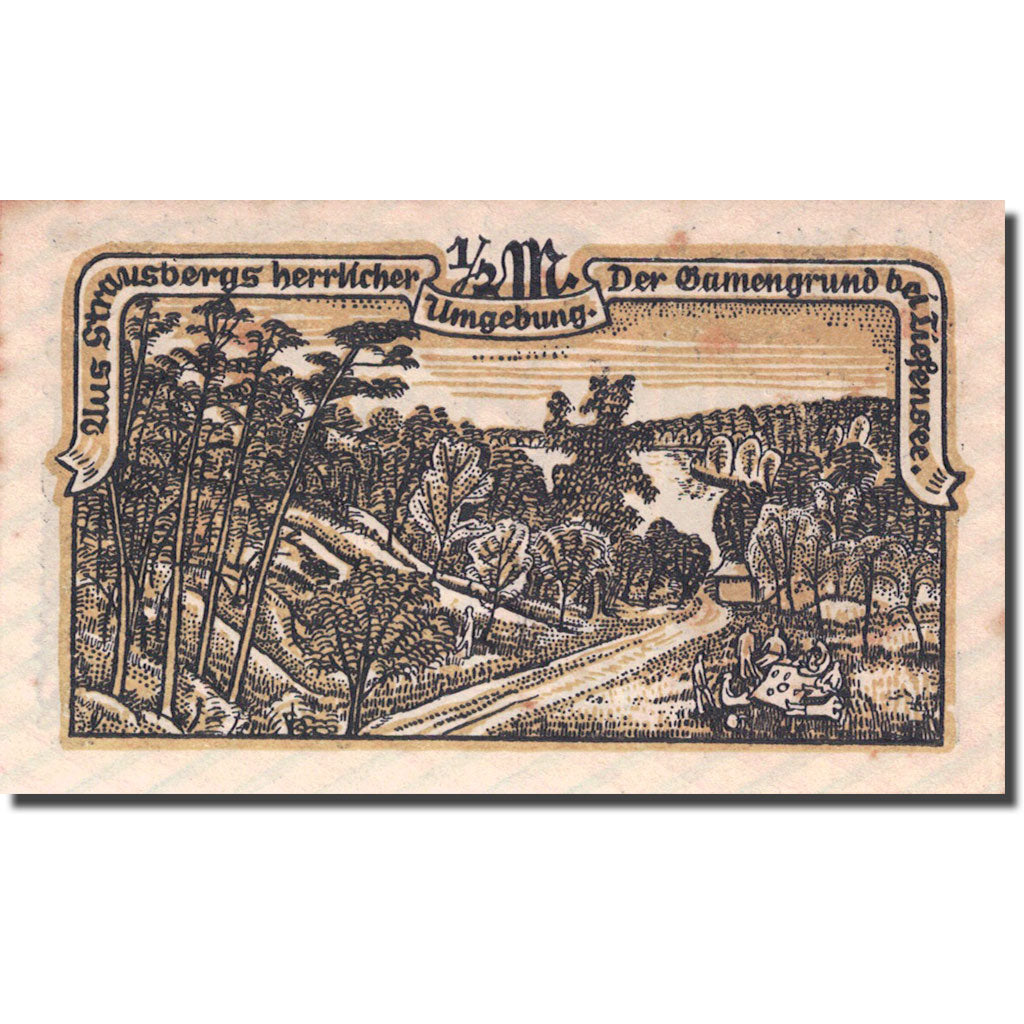 Banknote, Germany, Strausberg, 1/2 Mark, paysage 1921-09-01 UNC(63) Mehl 1281.1