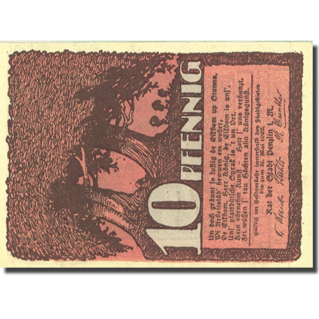 Banknote, Germany, Penzlin, 10 Pfennig Maison 1922-05-31 UNC(63) Mehl 1055.1