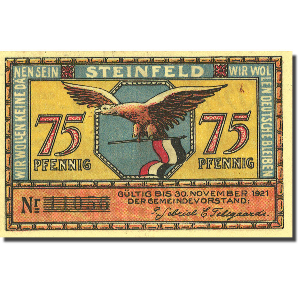Geldschein, Deutschland, Steinfeld 75 Pfennig agriculteur 1921 UNZ- Mehl 1262.6a