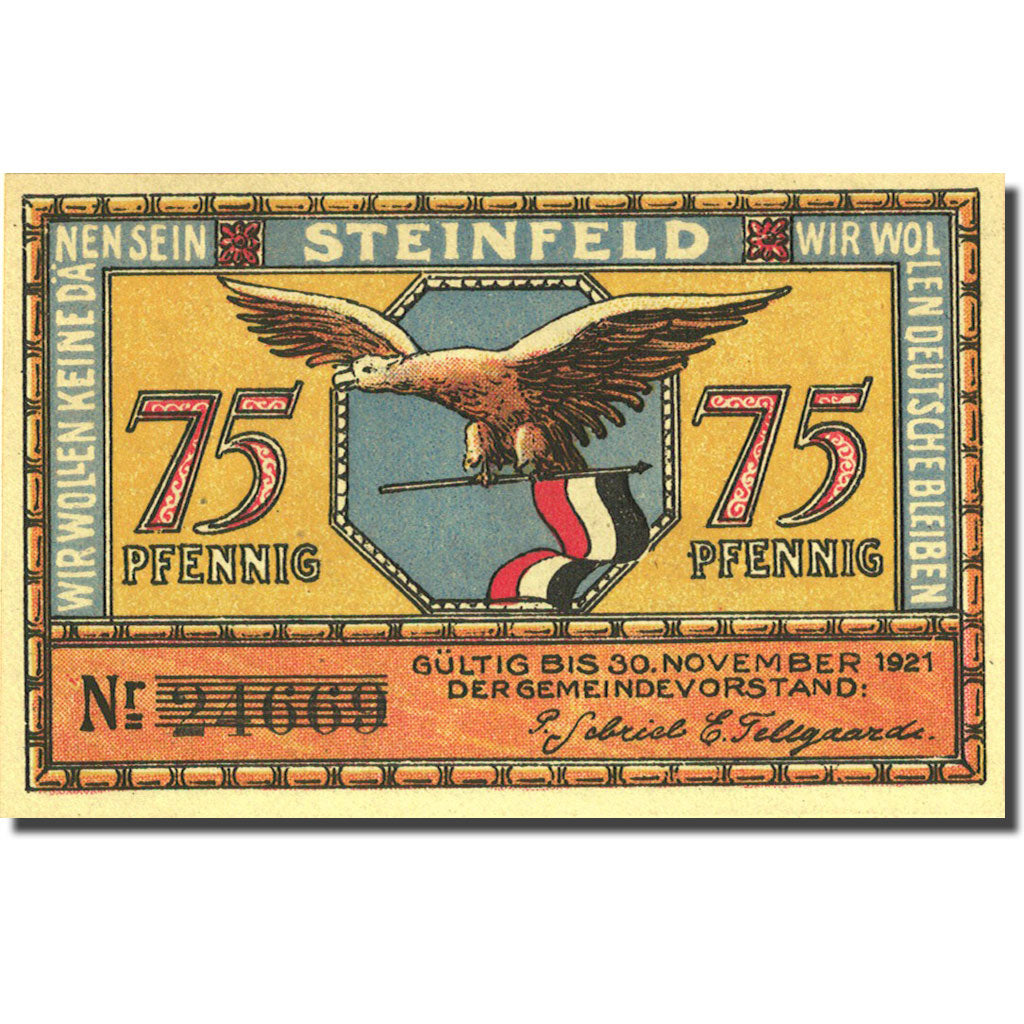 Banknote, Germany, Steinfeld 75 Pfennig Agriculteur 1, 1921 UNC(63) Mehl 1262.6a