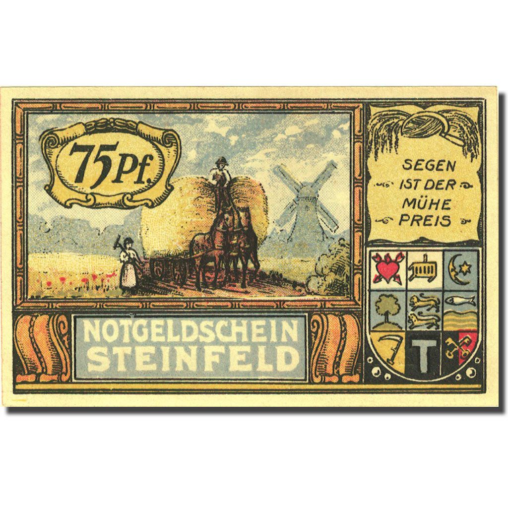 Banknote, Germany, Steinfeld 75 Pfennig Agriculteur 1, 1921 UNC(63) Mehl 1262.6a
