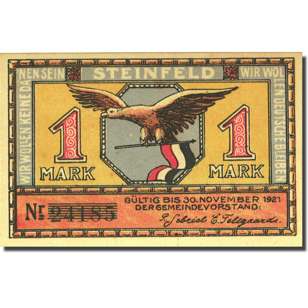 Banconote, Germania, Steinfeld, 1 Mark, Agriculteur 2, 1921 SPL Mehl 1262.6a