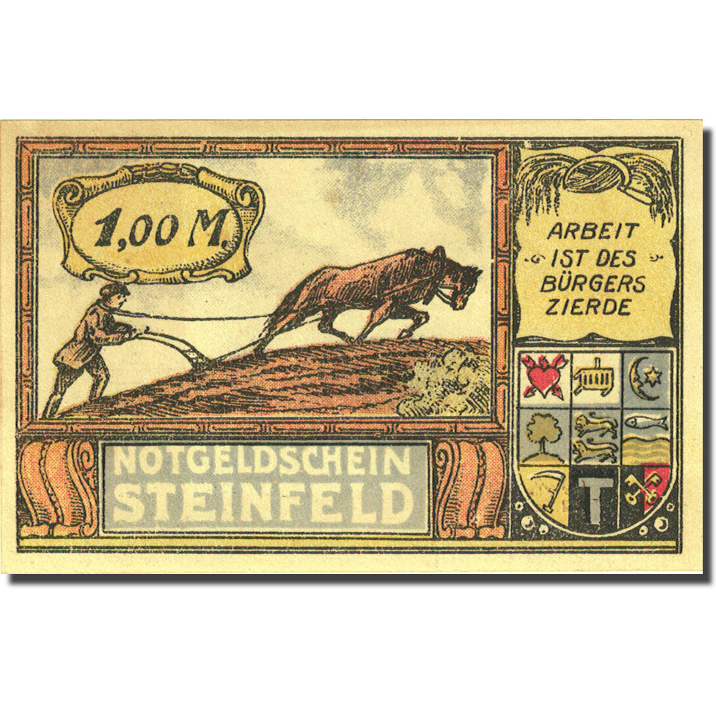 Banconote, Germania, Steinfeld, 1 Mark, Agriculteur 2, 1921 SPL Mehl 1262.6a