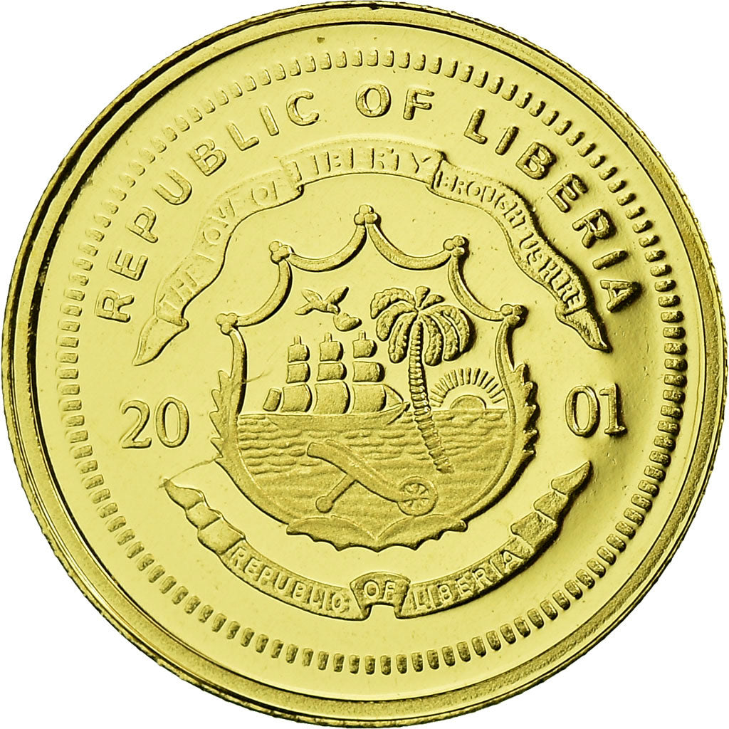 Moneda, Liberia, 25 Dollars, 2001, FDC, Oro