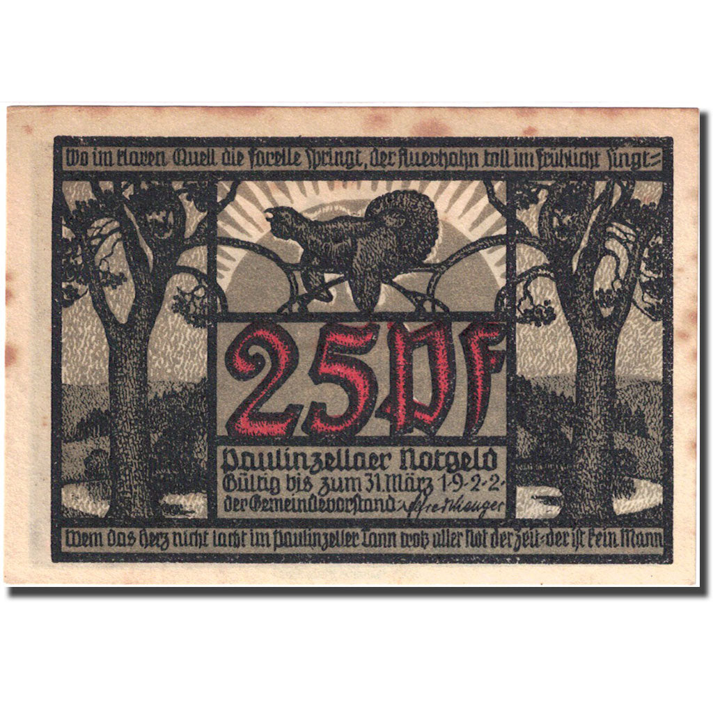 Banconote, Germania, Paulinzella, 25 Pfennig, château, 1922 SPL- Mehl 1053.1c