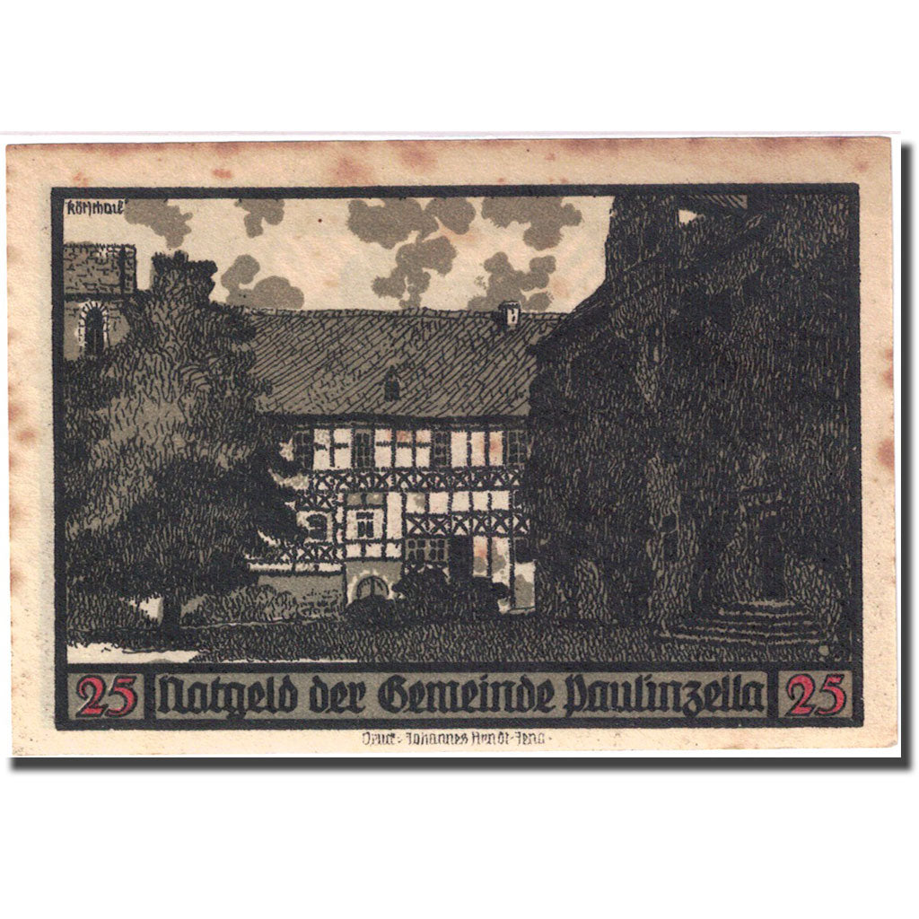 Banconote, Germania, Paulinzella, 25 Pfennig, château, 1922 SPL- Mehl 1053.1c