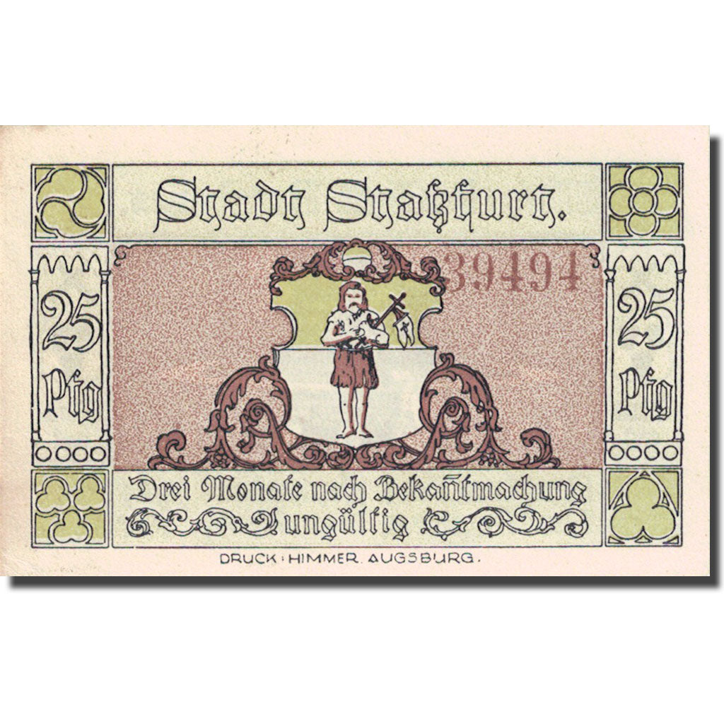 Banknote, Germany, Stassfurt, 25 Pfennig, table, 1921 UNC(63) Mehl 1256.1