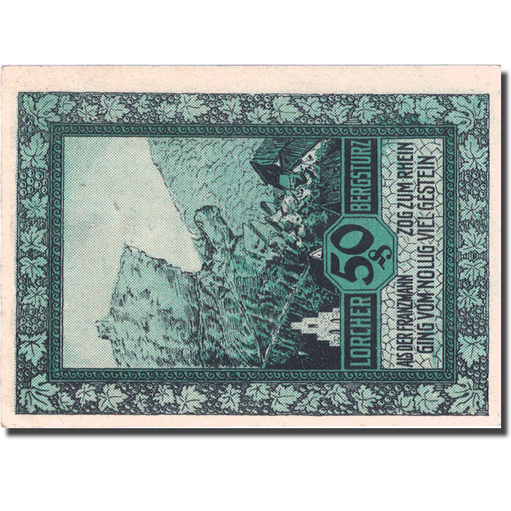 Banknote, Germany, Lorch, 50 Pfennig, montagne, 1921 green UNC(63) Mehl 815.3c