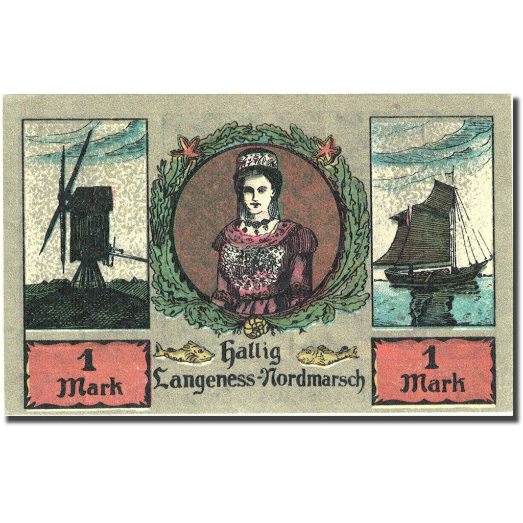 Banknote, Germany, Langeness, 1 Mark, personnage 1921-09-01 UNC(63) Mehl 767.1