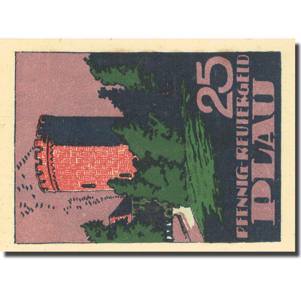Banknote, Germany, Plau, 25 Pfennig, château 1922-05-31 UNC(63) Mehl 1061.2