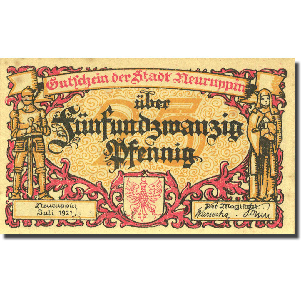 Banknote, Germany, Neuruppin, 25 Pfennig, classe, 1921, AU(55-58), Mehl:959.1a