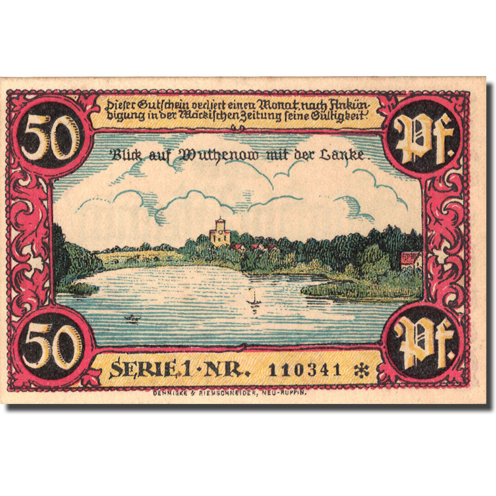 Banknote, Germany, Neuruppin, 50 Pfennig, paysage, 1921, UNC(63), Mehl:959.1a