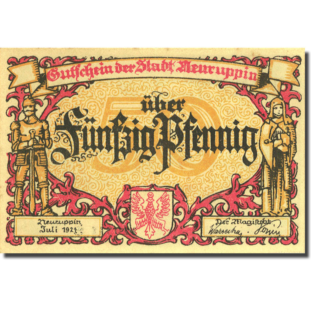 Banknote, Germany, Neuruppin, 50 Pfennig, paysage, 1921, UNC(63), Mehl:959.1a