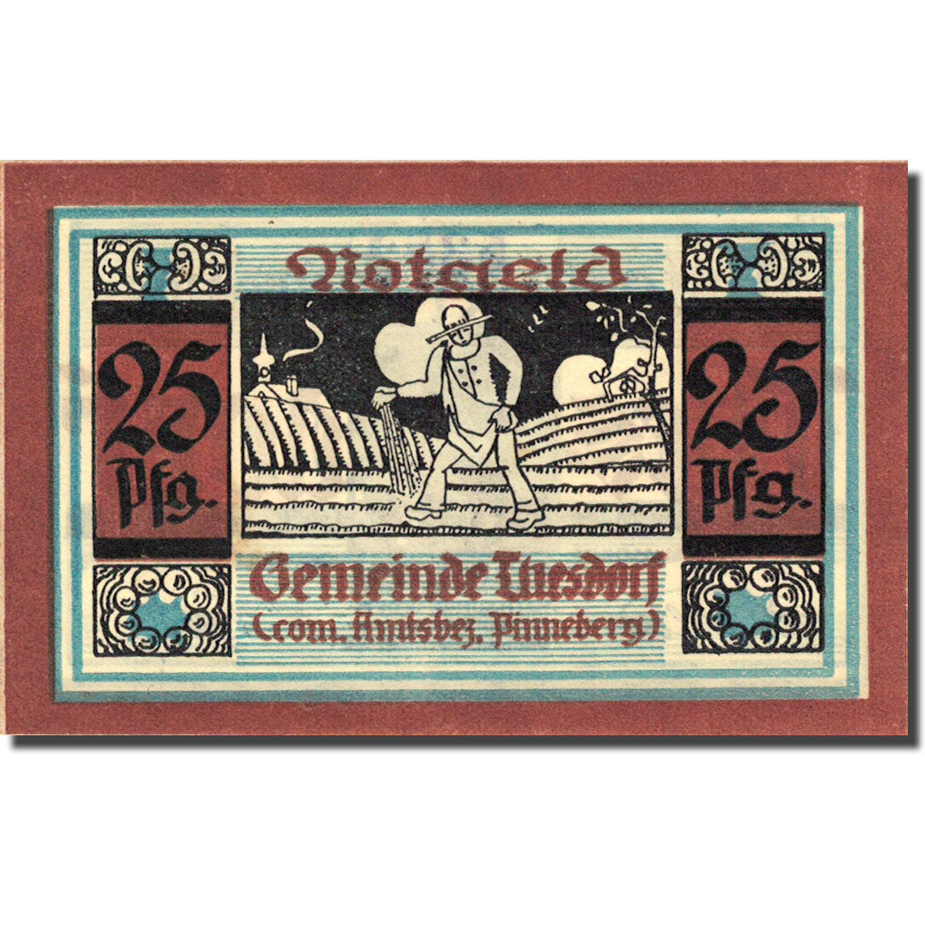 Banknote, Germany, Thesdorf, 25 Pfennig, agriculteur, 1921, UNC(63) Mehl 1321.1a