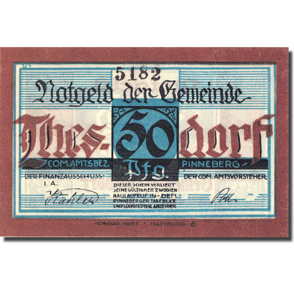 Banknote, Germany, Thesdorf, 50 Pfennig, fermier, 1921, UNC(63), Mehl:1321.1a
