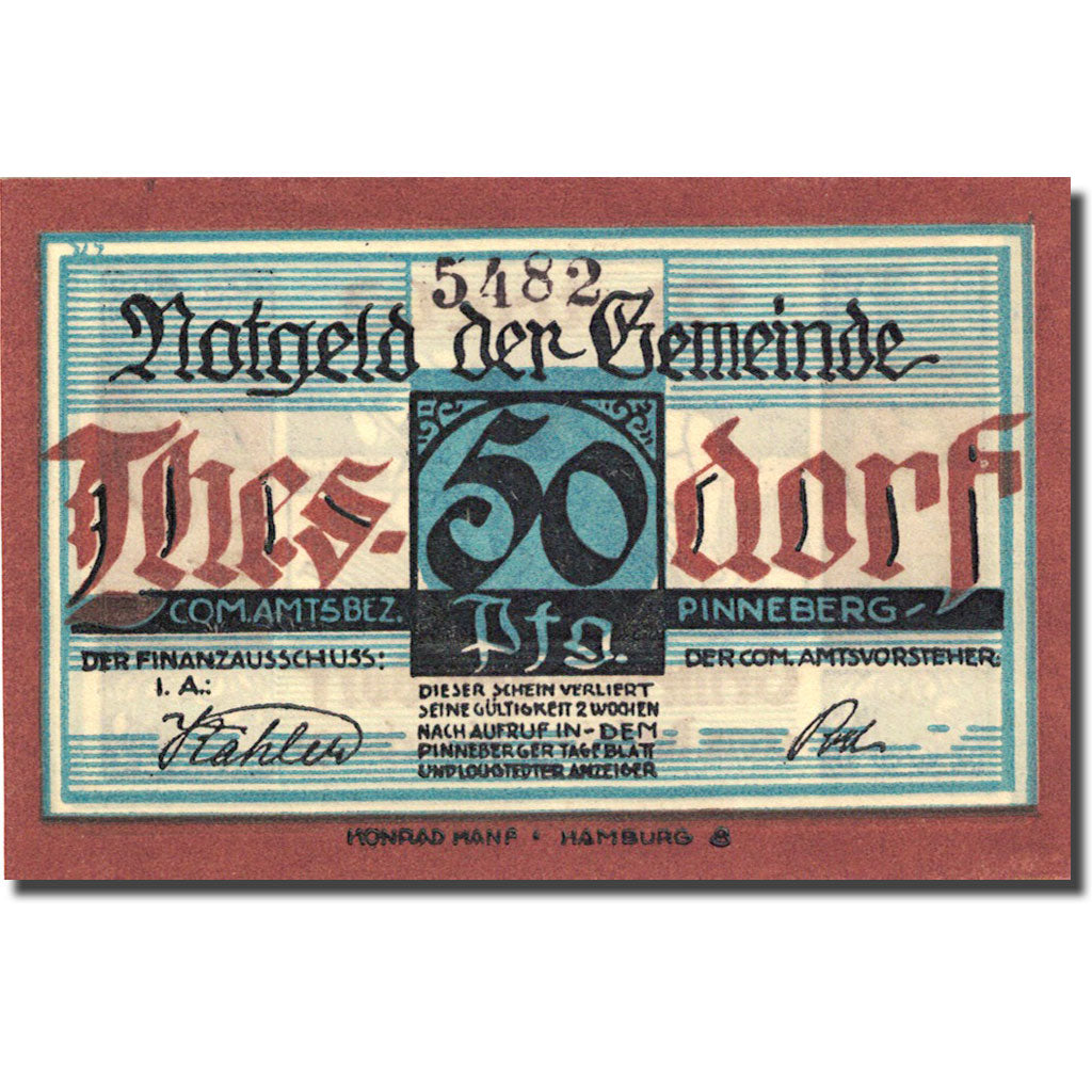 Banknote, Germany, Thesdorf, 50 Pfennig, fermier 1, 1921, UNC(63), Mehl:1321.1a