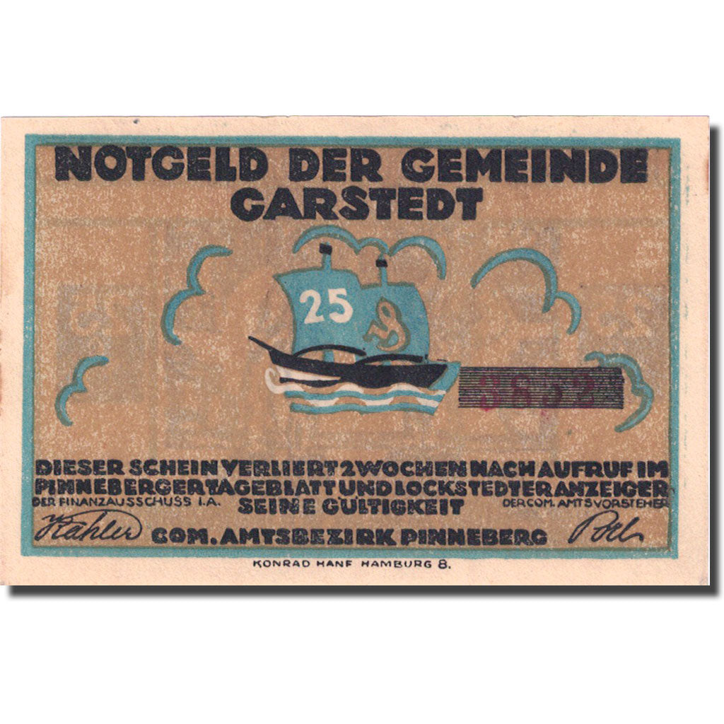 Banknote, Germany, Garstedt, 25 Pfennig, personnage, 1921, UNC(63), Mehl:408.1a